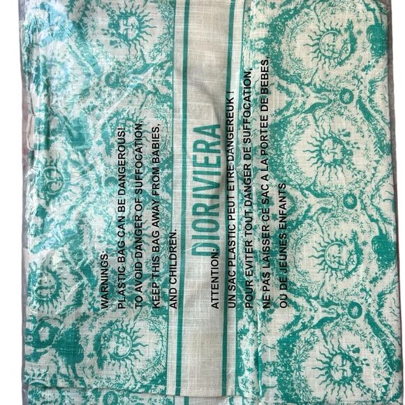 CHRISTIAN DIOR Canvas Dioriviera Toile de Jouy Soleil Tote Aquamarina - Picture 4 of 5